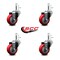 Service Caster 3'' Red Polyurethane Wheel Swivel 7/16'' Grip Ring Stem Caster Set, 4PK SCC-GR20S314-PPUB-RED-716138-4 - alternate 2
